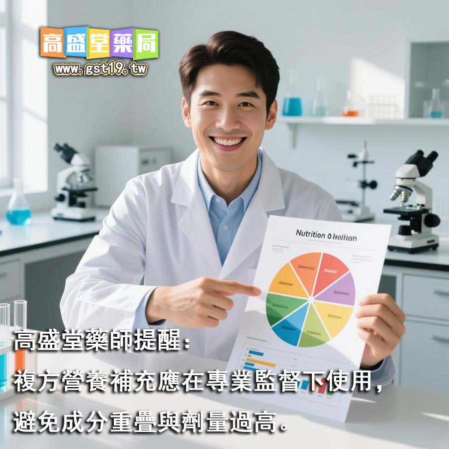 高盛堂藥師提醒：複方營養補充應在專業監督下使用，避免成分重疊與劑量過高。.jpg
